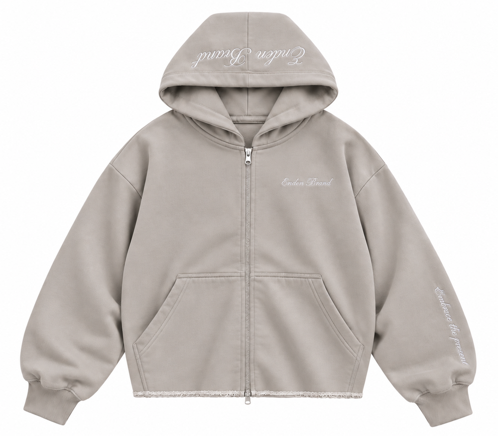 The Present Sandstone Zip Up Hoodie