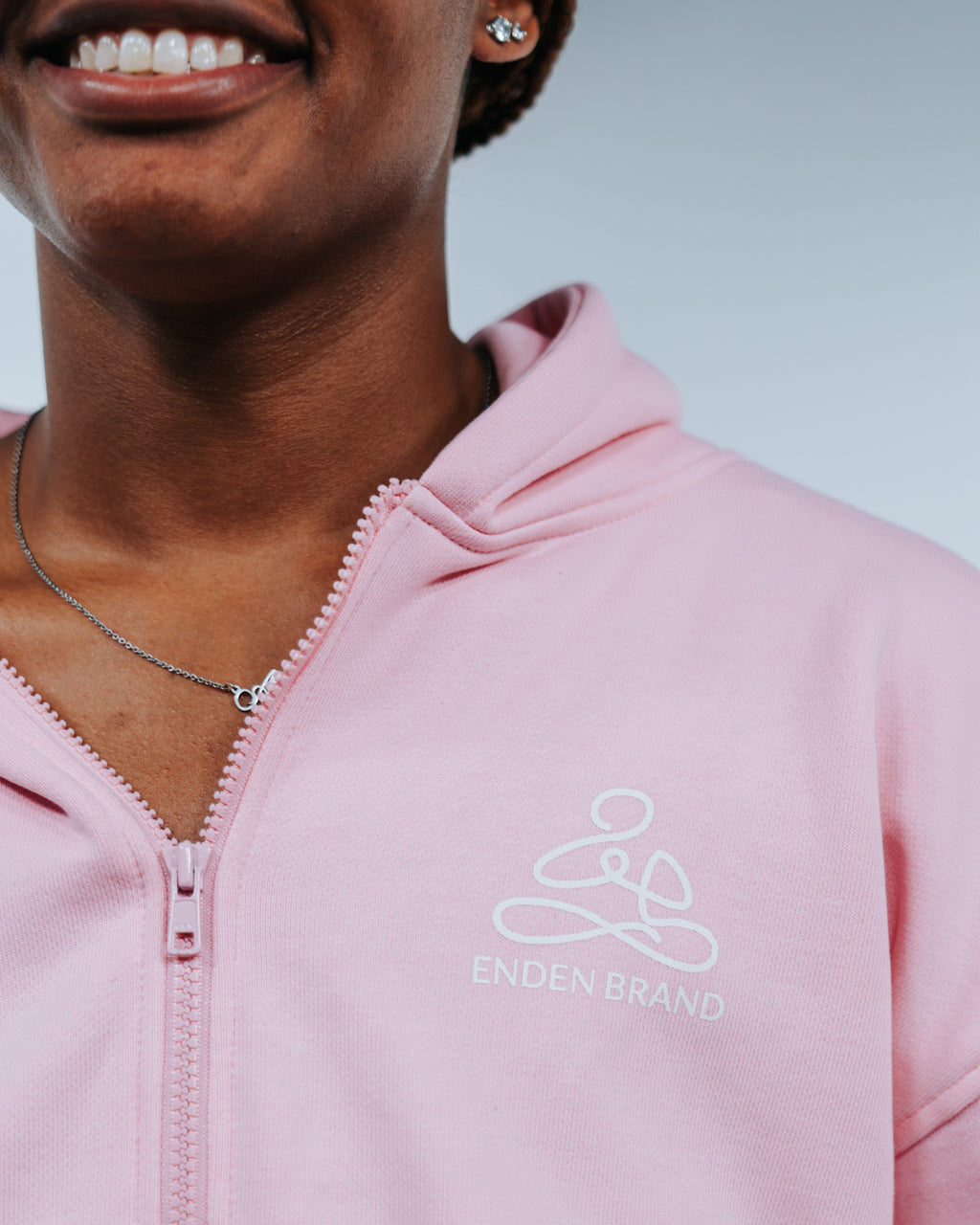 ENDEN BRAND Pink Zip Up Hoodie "Blessed"