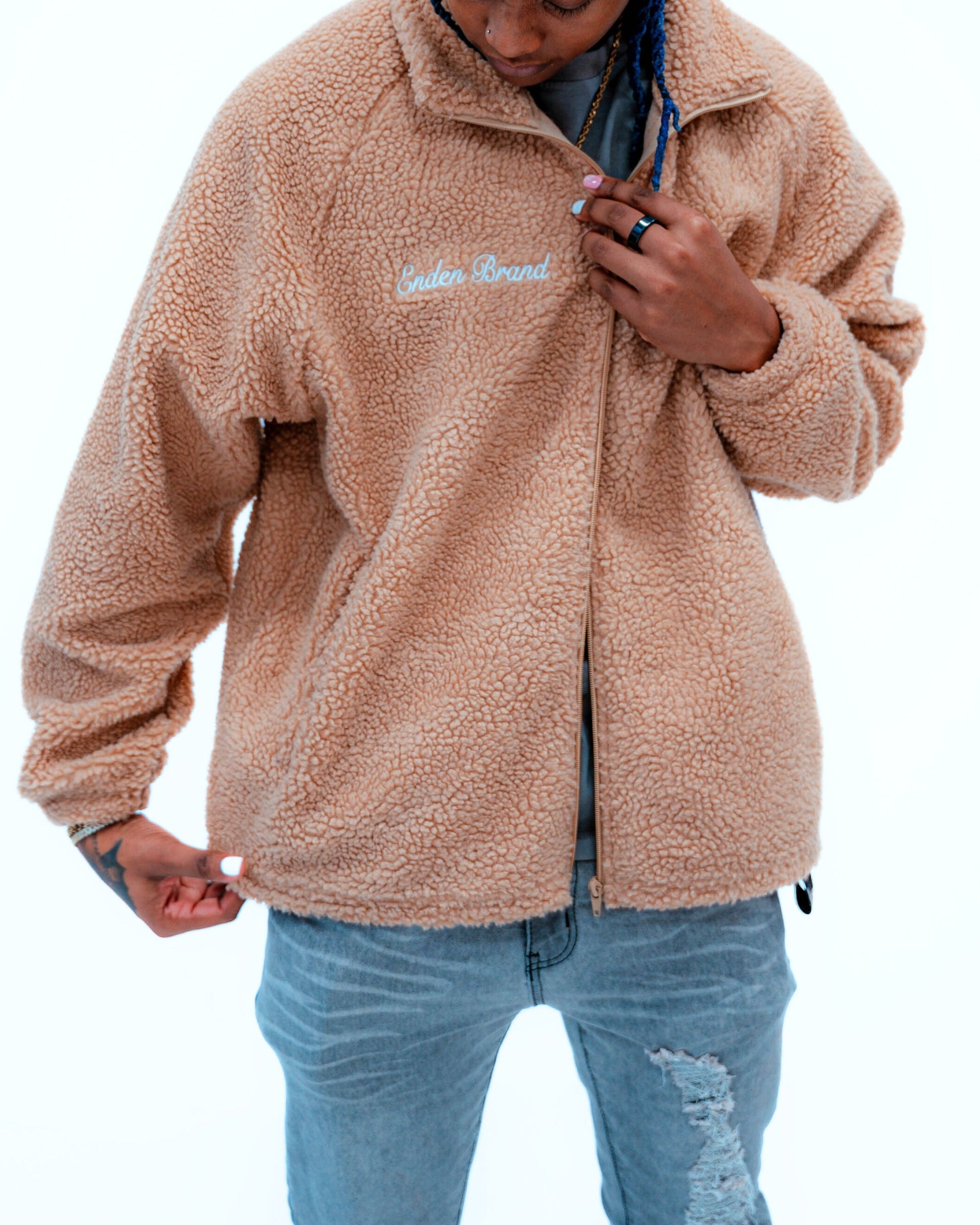 ENDEN BRAND Sherpa Fleece Jacket Brown