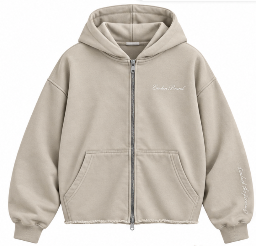 The Present Sandstone Zip Up Hoodie