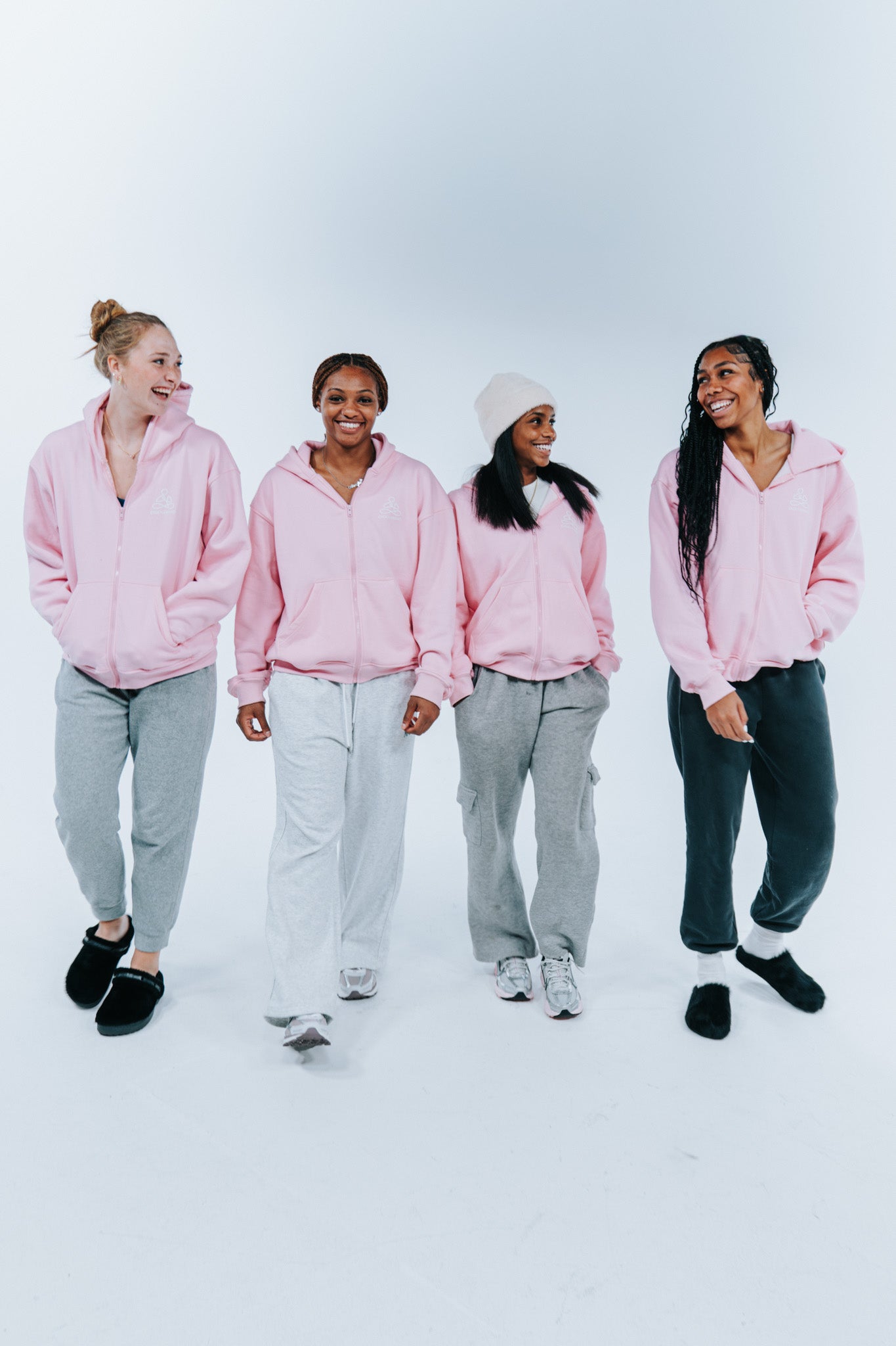Pink zip up hoodies by ENDEN BRAND