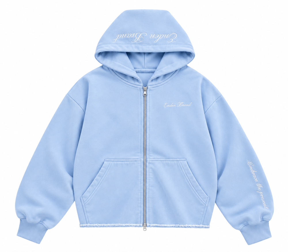 The Present Baby Blue Zip Up Hoodie