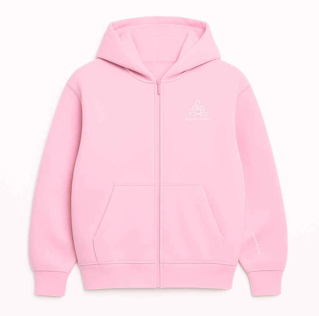 ENDEN BRAND Pink Zip Up Hoodie "Blessed"