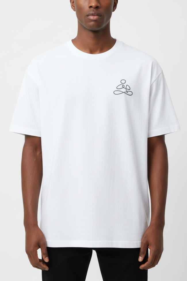 ENDEN BRAND White T-Shirt Front - Dark Grey Logo